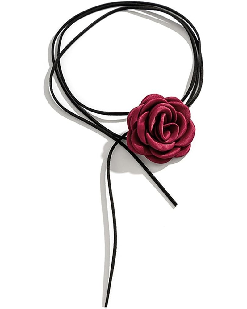 Flower Necklace For Women Girls Black Flower Choker Adjustable Long Wrap Necklace Rose Flower Choker Bride Wedding Party Summ...