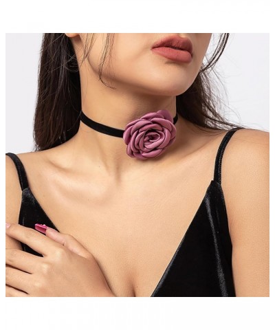 Flower Necklace For Women Girls Black Flower Choker Adjustable Long Wrap Necklace Rose Flower Choker Bride Wedding Party Summ...