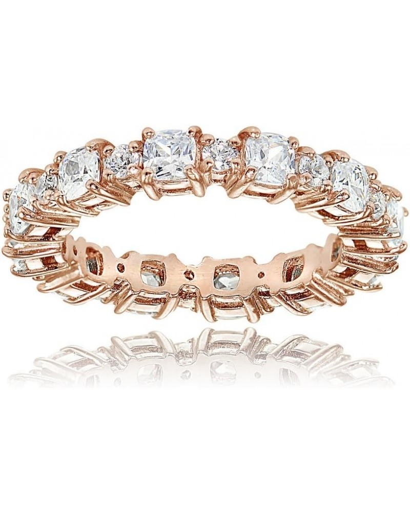 Sterling Silver Cubic Zirconia Cushion & Round-cut Eternity Band Ring rose-gold-flashed-silver $17.67 Rings