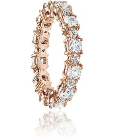 Sterling Silver Cubic Zirconia Cushion & Round-cut Eternity Band Ring rose-gold-flashed-silver $17.67 Rings