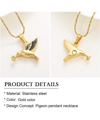 Hummingbird Cremation Jewelry Keepsake Stainless Steel Human Pet Urn Necklace for Ashes for Women Men Memorial Pendant Golden...