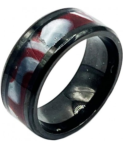 Stainless Steel Bright Shell Ring Black 8 MM Red Silver Swirl $5.60 Rings