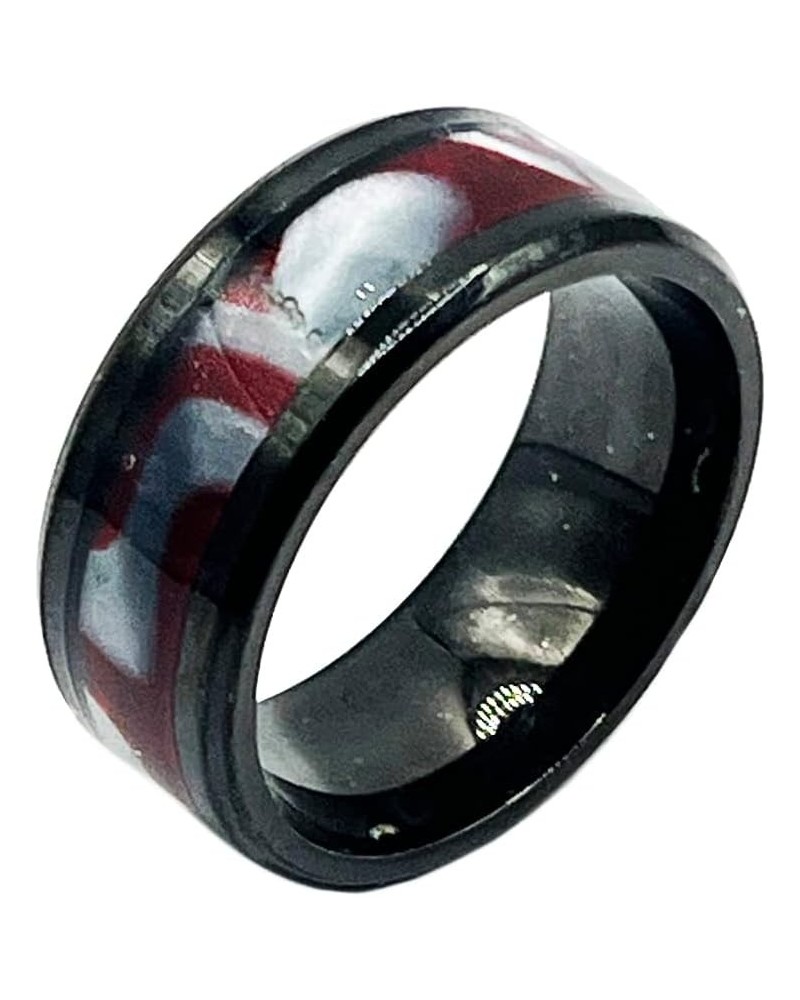 Stainless Steel Bright Shell Ring Black 8 MM Red Silver Swirl $5.60 Rings