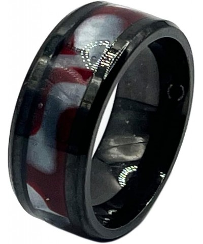 Stainless Steel Bright Shell Ring Black 8 MM Red Silver Swirl $5.60 Rings