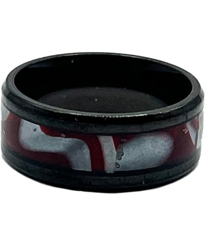 Stainless Steel Bright Shell Ring Black 8 MM Red Silver Swirl $5.60 Rings