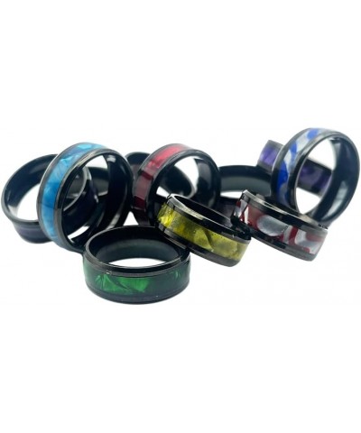 Stainless Steel Bright Shell Ring Black 8 MM Red Silver Swirl $5.60 Rings