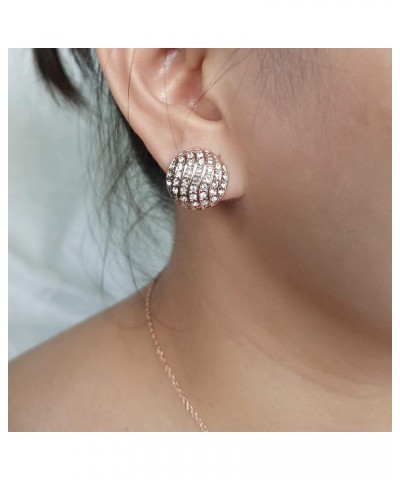 Clip On Earrings - Round Non-Pierced Earrings Pave Crystals - Silver or Rose Gold Colors RoseGold $16.50 Earrings