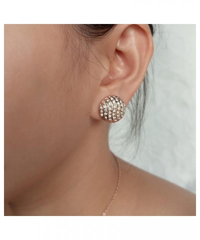 Clip On Earrings - Round Non-Pierced Earrings Pave Crystals - Silver or Rose Gold Colors RoseGold $16.50 Earrings