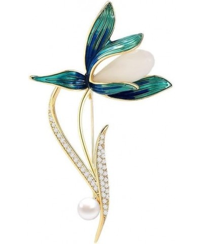 Flower Floral Pearl Brooch Rhinestone Crystal Brooch Leaf Bouquet Brooch Pin Fashion Dress Accessories Birthday Graduation Je...