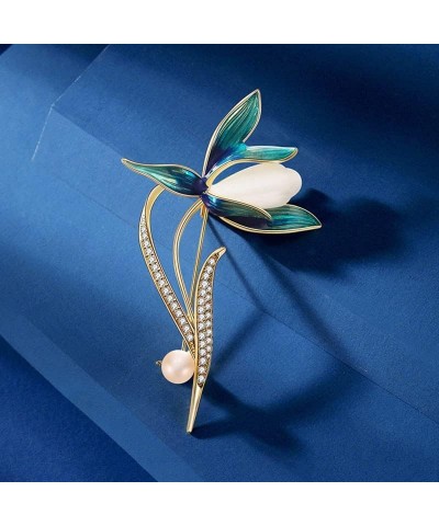 Flower Floral Pearl Brooch Rhinestone Crystal Brooch Leaf Bouquet Brooch Pin Fashion Dress Accessories Birthday Graduation Je...