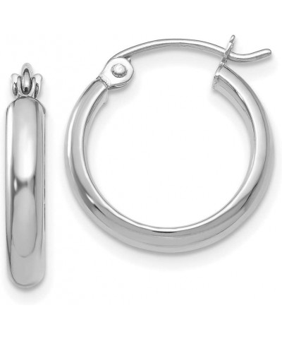 2.75mm Classic Polished Hoop Earrings in Real 14k White Gold 15mm $67.62 Earrings