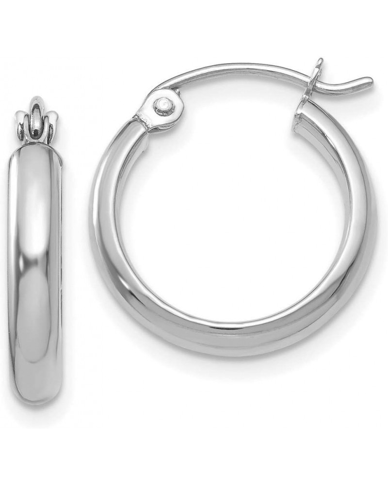 2.75mm Classic Polished Hoop Earrings in Real 14k White Gold 15mm $67.62 Earrings