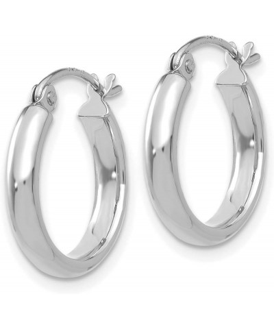 2.75mm Classic Polished Hoop Earrings in Real 14k White Gold 15mm $67.62 Earrings