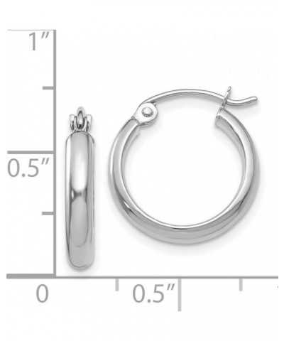 2.75mm Classic Polished Hoop Earrings in Real 14k White Gold 15mm $67.62 Earrings