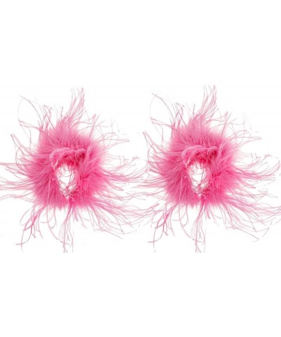 Women Ostrich Feather Bracelet Wrist Cuffs Furry for Party Wedding Bride Concert Luxurious pink 6 $12.30 Bracelets