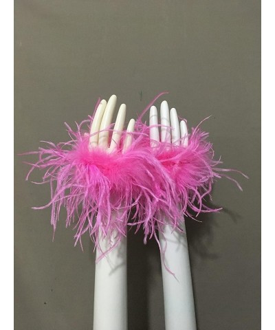 Women Ostrich Feather Bracelet Wrist Cuffs Furry for Party Wedding Bride Concert Luxurious pink 6 $12.30 Bracelets