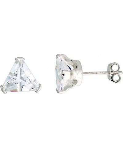 Sterling Silver Cubic Zirconia Trillion Cut Stud Earrings 7 mm Triangle Shape Assorted Colors White $11.17 Earrings