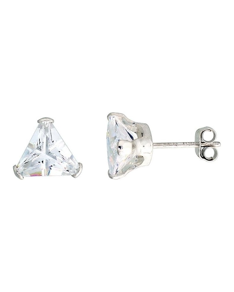 Sterling Silver Cubic Zirconia Trillion Cut Stud Earrings 7 mm Triangle Shape Assorted Colors White $11.17 Earrings