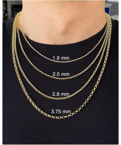 14K Yellow Real Gold Rolo Chain 1.9mm 2.5mm 2.8mm 3.75mm 4.2mm 5.2mm Diamond Cut Trendy Round Link Chain Pendant Necklace For...