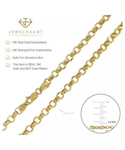 14K Yellow Real Gold Rolo Chain 1.9mm 2.5mm 2.8mm 3.75mm 4.2mm 5.2mm Diamond Cut Trendy Round Link Chain Pendant Necklace For...