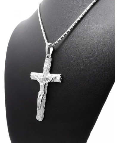 Jesus Cross Pendant 2mm 16"/18"/20"/24" Box, Cuban, Rope Chain in Gold or Silver Tone 18.0 Inches Silver - Box Chain $12.09 N...