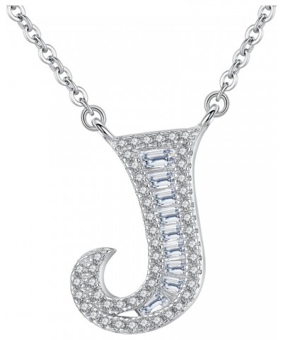 925 Sterling Silver Initial Necklace Cubic Zirconia Jewelry for Girls Women Letter J $12.40 Necklaces