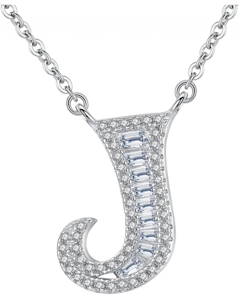 925 Sterling Silver Initial Necklace Cubic Zirconia Jewelry for Girls Women Letter J $12.40 Necklaces