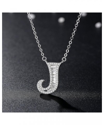 925 Sterling Silver Initial Necklace Cubic Zirconia Jewelry for Girls Women Letter J $12.40 Necklaces