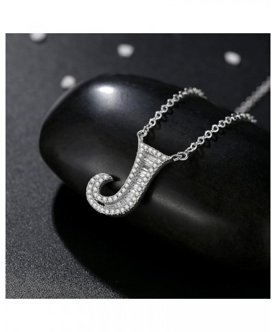 925 Sterling Silver Initial Necklace Cubic Zirconia Jewelry for Girls Women Letter J $12.40 Necklaces