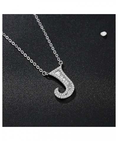 925 Sterling Silver Initial Necklace Cubic Zirconia Jewelry for Girls Women Letter J $12.40 Necklaces