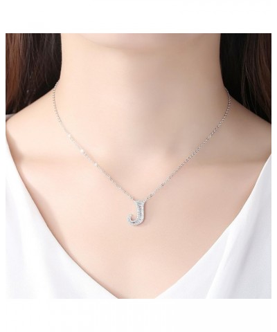 925 Sterling Silver Initial Necklace Cubic Zirconia Jewelry for Girls Women Letter J $12.40 Necklaces