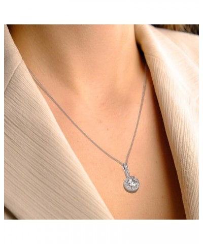 Solitaire Diamond Necklace with Lab-grown Diamond Set in 14K Gold, Color E-F Clarity VS1-VS2 0.955 CTTW Halo Pendant White $5...