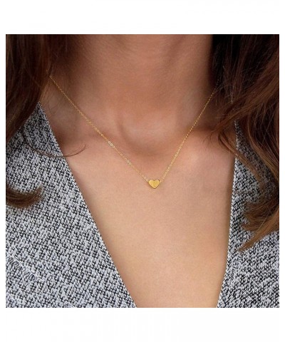 Tiny Gold Initial Heart Necklace-14K Gold Filled Handmade Dainty Personalized Letter Heart Choker Necklace Dainty Gold Neckla...