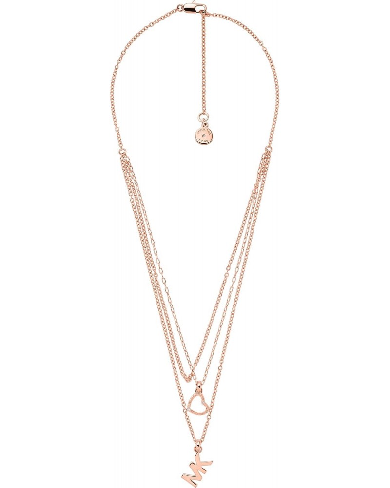 Brass Layered Heart Necklace for Women, Color: Rose Gold (Model: MKJ7806791) $43.50 Necklaces