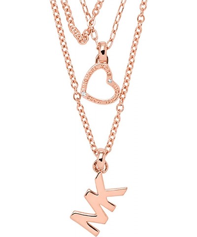 Brass Layered Heart Necklace for Women, Color: Rose Gold (Model: MKJ7806791) $43.50 Necklaces