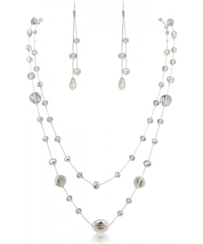 Long Fashion Handmade Scatter Beaded Chain Necklace Gray $10.43 Necklaces