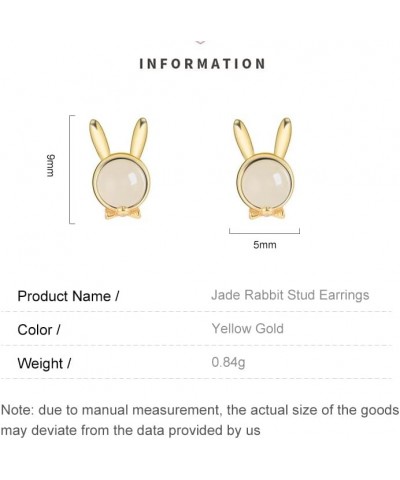 14K Gold Rabbit Stud Earrings with Jade, Small and Elegant Jewelry Gift for Women, Perfect for Wife or Mother Yellow Gold $74...