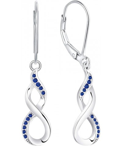 Dangle Drop Infinity Earrings 925 Sterling Silver Leverback Earrings 18K White Gold Jewelry for Women 09-sapphire-Sept $31.34...