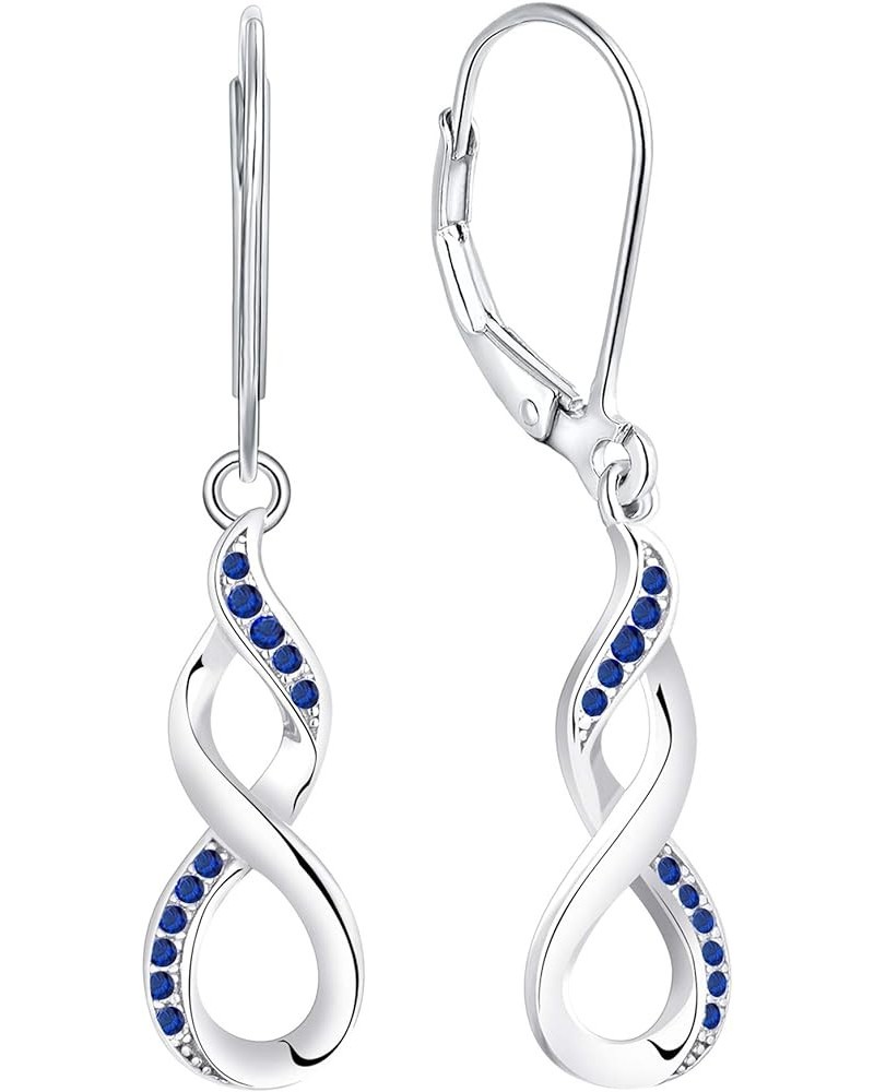 Dangle Drop Infinity Earrings 925 Sterling Silver Leverback Earrings 18K White Gold Jewelry for Women 09-sapphire-Sept $31.34...