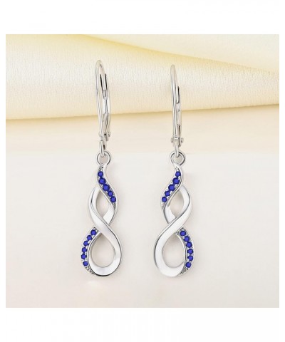 Dangle Drop Infinity Earrings 925 Sterling Silver Leverback Earrings 18K White Gold Jewelry for Women 09-sapphire-Sept $31.34...