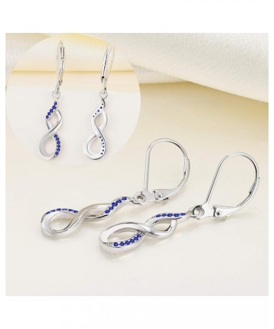 Dangle Drop Infinity Earrings 925 Sterling Silver Leverback Earrings 18K White Gold Jewelry for Women 09-sapphire-Sept $31.34...