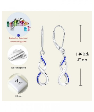 Dangle Drop Infinity Earrings 925 Sterling Silver Leverback Earrings 18K White Gold Jewelry for Women 09-sapphire-Sept $31.34...