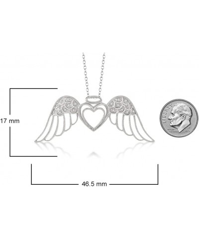 Sterling Silver Angel Wing Natural Diamond Necklace for Women - Pendant Gift for Women (Cttw (1/8) - 18 Natural Diamonds $64....