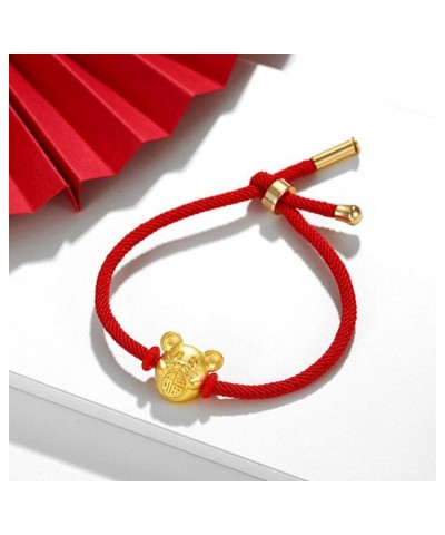 Chinese Zodiac Sign Mouse Red String Bracelet For Women Year of Rat Mascot Good Luck Symbol Jewelry Red $9.59 Bracelets