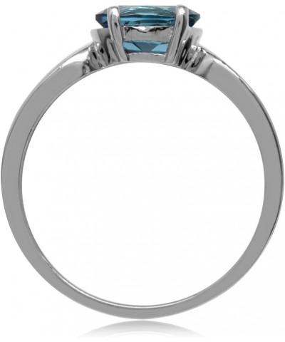 8x6mm Oval Shape White Gold Plated 925 Sterling Silver Solitaire Ring 9 Silver Genuine London Blue Popaz $12.08 Rings