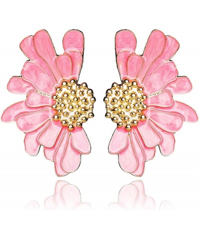 Vintage Flower Stud Earrings Exaggerated Oversized Daisy Flower Earrings Statement Jewelry for Women and Girls Pink $5.94 Ear...