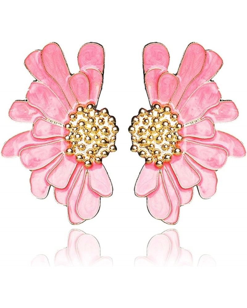 Vintage Flower Stud Earrings Exaggerated Oversized Daisy Flower Earrings Statement Jewelry for Women and Girls Pink $5.94 Ear...