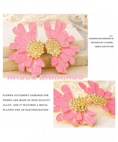 Vintage Flower Stud Earrings Exaggerated Oversized Daisy Flower Earrings Statement Jewelry for Women and Girls Pink $5.94 Ear...