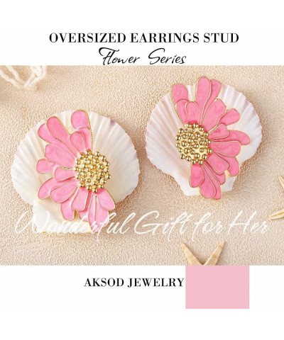 Vintage Flower Stud Earrings Exaggerated Oversized Daisy Flower Earrings Statement Jewelry for Women and Girls Pink $5.94 Ear...