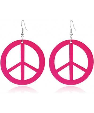 ANXIN STORE Unique Personality Lightweight Acrylic Love Peace Logo Pendant Earrings Simple Circle Cutouts 60s 70s 80s Earring...